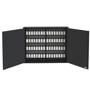 Acrimet Key Cabinet Organizer 64 Positions with Lock (Wall Mount) (64 Smoke Tags Included) (Black Cabinet)