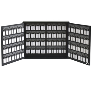 Acrimet Key Cabinet Organizer 128 Positions with Lock (Wall Mount) (128 Smoke Tags Included) (Black Cabinet)