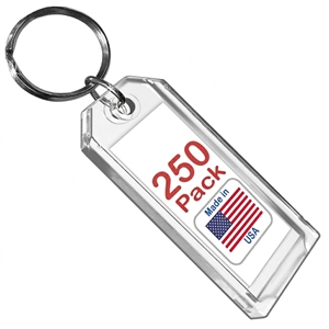 Premium Key Tag 3â€³ Crystal Color (250 Pack) (With Ring) Code 208.3