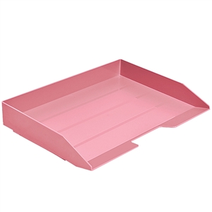 Acrimet Stackable Letter Tray Single Side Load Plastic Desktop File Organizer (Solid Pink Color) (1 Unit) Code.217.R.O