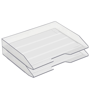 Acrimet Stackable Letter Tray 2 Tier Side Load Plastic Desktop File Organizer (Clear Crystal Color) Code.218.3