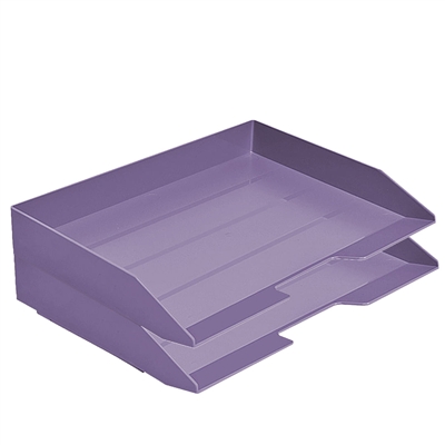 Acrimet Stackable Letter Tray 2 Tier Side Load Plastic Desktop File Organizer (Solid Purple Color) Code.218.L.O