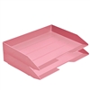 Acrimet Stackable Letter Tray 2 Tier Side Load Plastic Desktop File Organizer (Solid Pink Color)