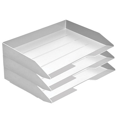 Acrimet Stackable Letter Tray 3 Tier Side Load Plastic Desktop File Organizer (White Color) Code.219.3