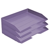 Acrimet Stackable Letter Tray 3 Tier Side Load Plastic Desktop File Organizer (Solid Purple Color) Code.219.L.O