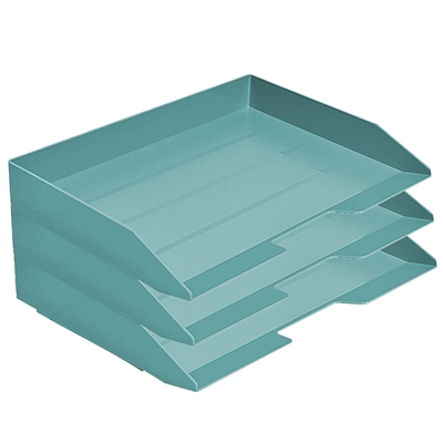 Acrimet Stackable Letter Tray 3 Tier Side Load Plastic Desktop File Organizer (Solid Green Color) Code.219.V.O