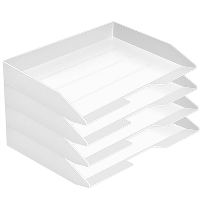 Acrimet Stackable Letter Tray 4 Tier Side Load Plastic Desktop File Organizer (White Color) Code.220.B.O