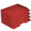 Acrimet Stackable Letter Tray 4 Tier Side Load Plastic Desktop File Organizer (Solid Red Color) Code.220.VM.O