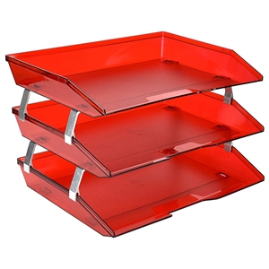 Acrimet Facility 3 Tier Letter Tray (Clear Red Color) Code 255.7