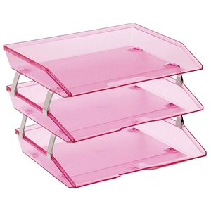Acrimet Facility 3 Tier Letter Tray (Clear Pink Color) Code 255.8