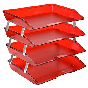 Acrimet Facility Letter Tray 4 Tier (Clear Red Color) Code 256.7