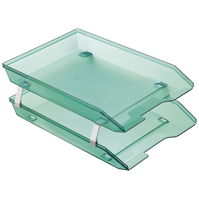 Acrimet Facility 2 Tier Letter Tray Front Load (Clear Green Color) Code 263.5