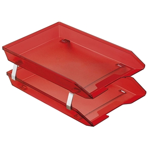 Acrimet Facility 2 Tier Letter Tray Front Load (Clear Red Color) Code 263.7