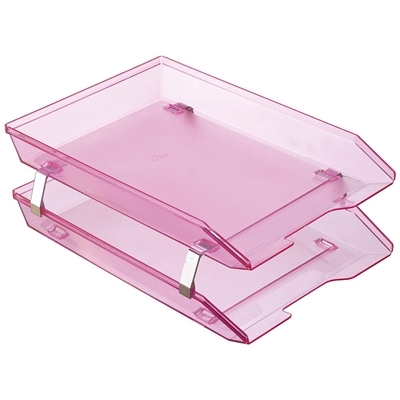 Acrimet Facility 2 Tier Letter Tray Front Load (Clear Pink Color) Code 263.8