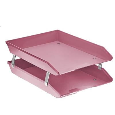 Acrimet Facility 2 Tier Letter Tray Front Load (Solid Pink Color)