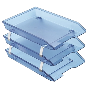 Acrimet Facility 3 Tier Letter Tray Front Load (Clear Blue Color)