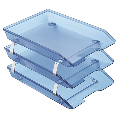 Acrimet Facility 3 Tier Letter Tray Front Load (Clear Blue Color)