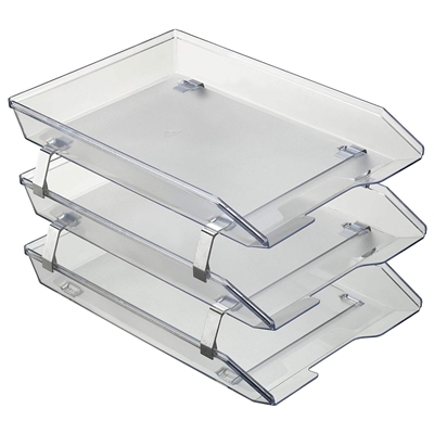 Letter Tray 3 Tier Letter Tray Front Load Crystal Acrimet