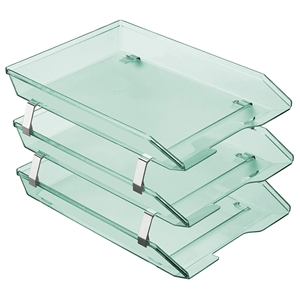 Acrimet Facility 3 Tier Letter Tray Front Load (Clear Green Color) Code 265.5
