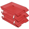 Acrimet Facility 3 Tier Letter Tray Front Load(Clear Red Color) Code 265.7