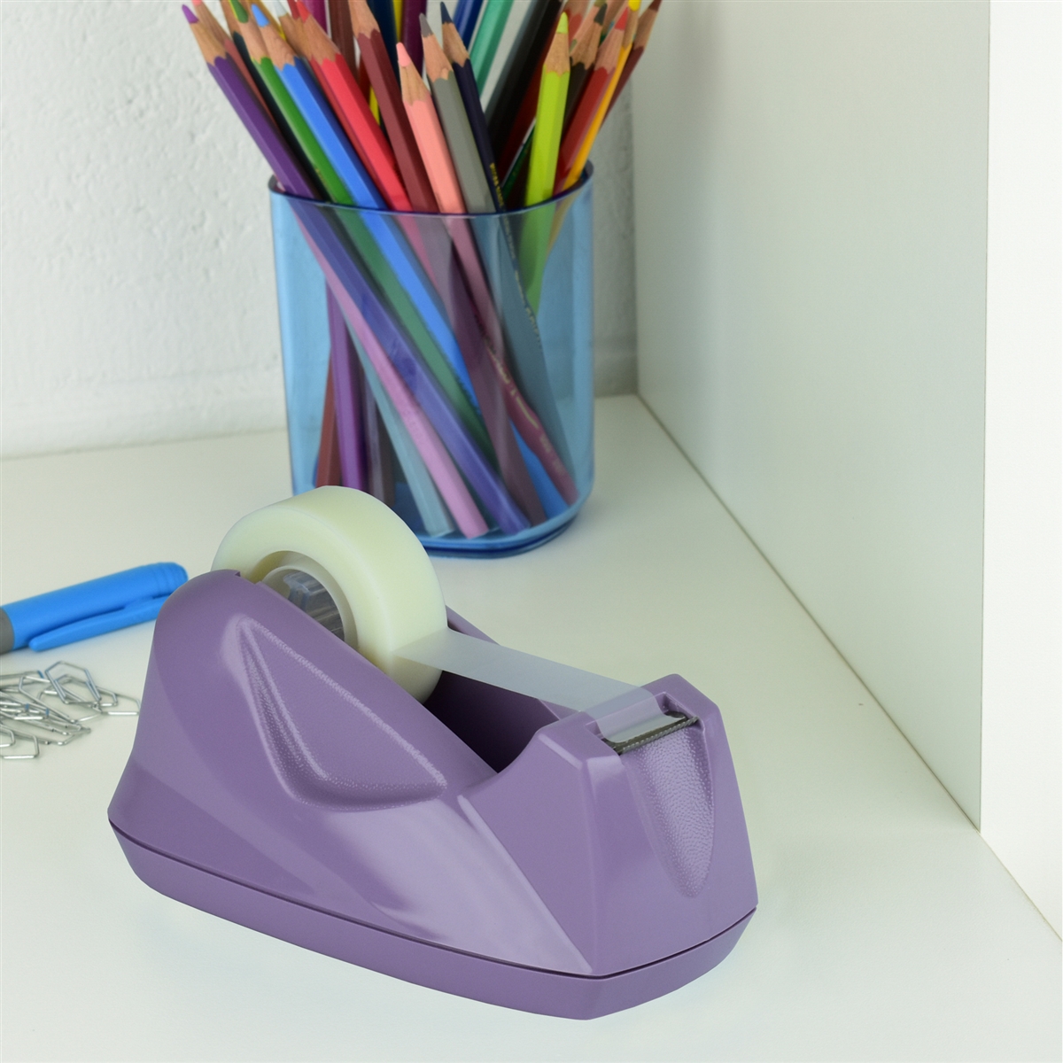 Acrimet Premium Desktop Tape Dispenser, Plastic, Non-Skid Base (Heavy Duty)  (Purple Color)