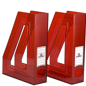 Acrimet Magazine File Holder (Clear Red Color) 2 Pack Code 277.3