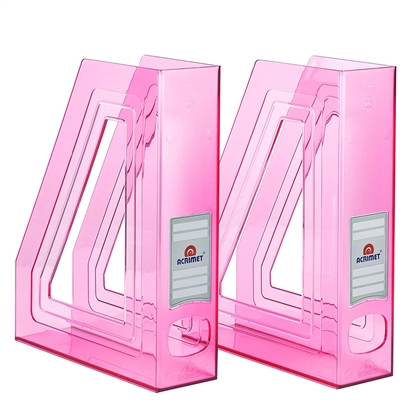 Acrimet Magazine File Holder (Clear Pink Color) 2 Pack Code 277.8