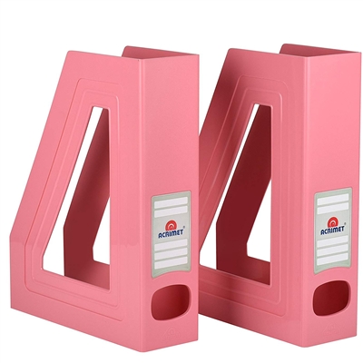 Acrimet Magazine File Holder Home (Solid Pink Color) 2 Pack Code 277.9
