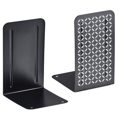 Acrimet Bookends Design Series (Black Bookend with Silver Design) (1 Pair Pack) Code 298.0