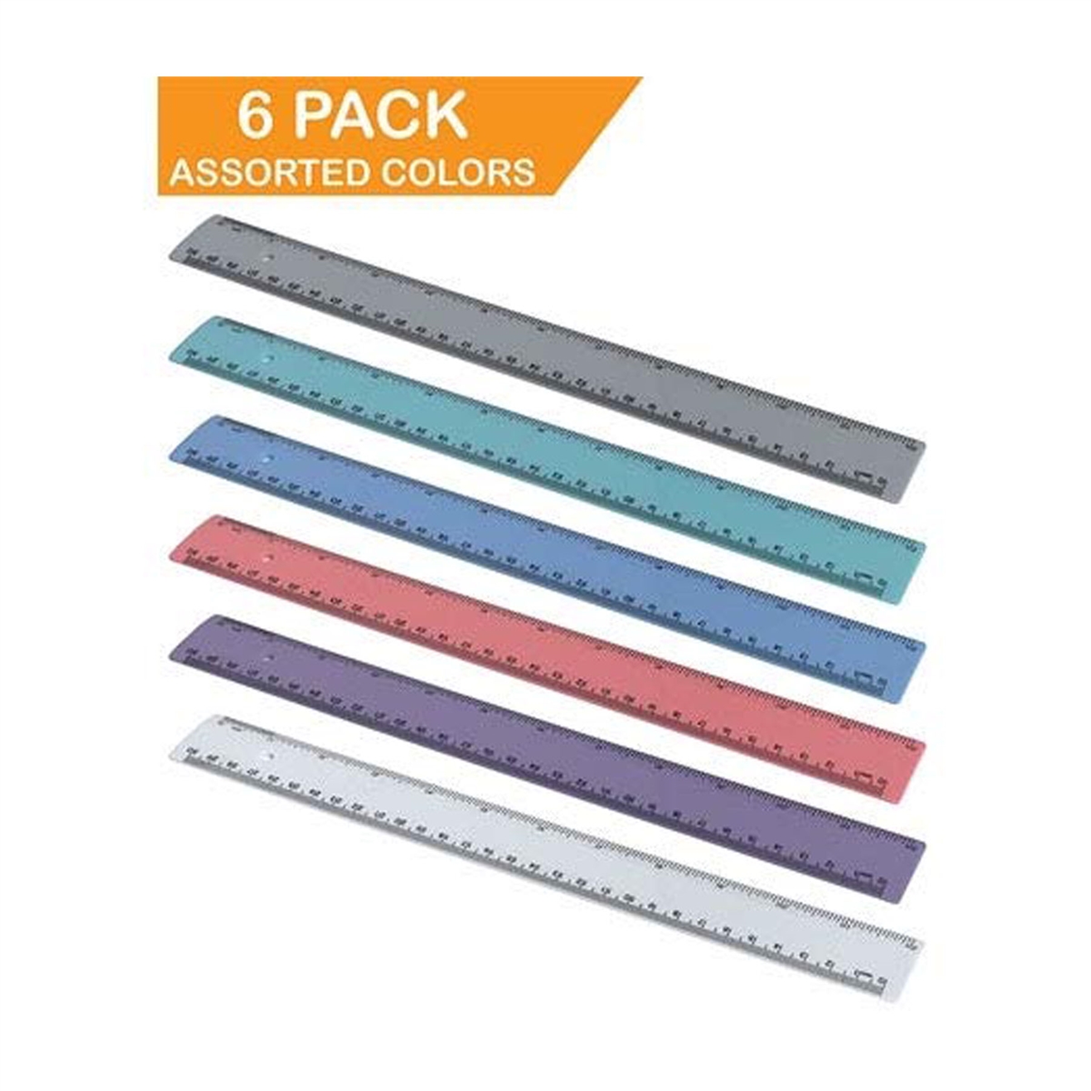 uler 12 Inches and 30 cm Heavy Duty (Pastel Assorted Color) (6 Pack)