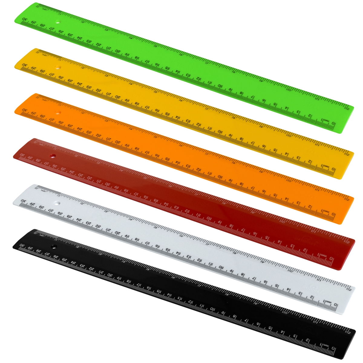 Acrimet Plastic Ruler 12 Inches and 30 cm Heavy Duty (Citric