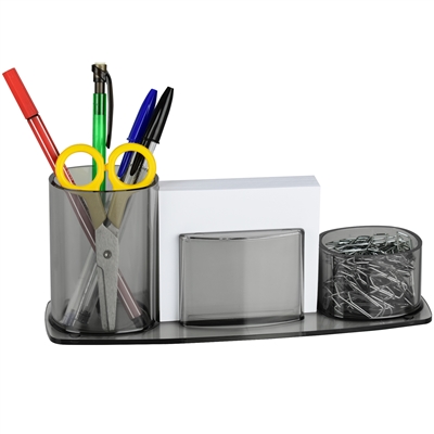 Acrimet Millennium Desk Organizer Pencil Paper Clip Cup Holder (With Paper) (Smoke Color) Code 740.1