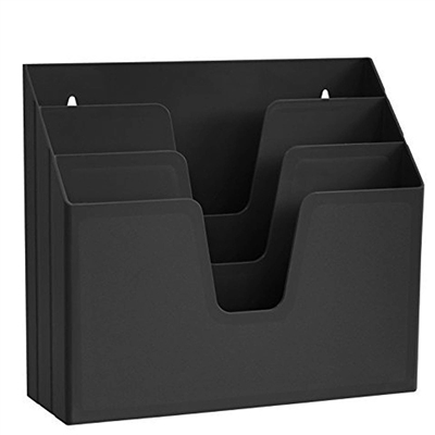 Acrimet Horizontal Triple File Folder Organizer (Solid Black Color) Code 860.4