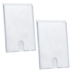 Acrimet Wall Mount Sign Holder Display 9 1/8" x 12 1/2" Self Adhesive (A4 - Letter Size) (2 Pack) (Clear Crystal)