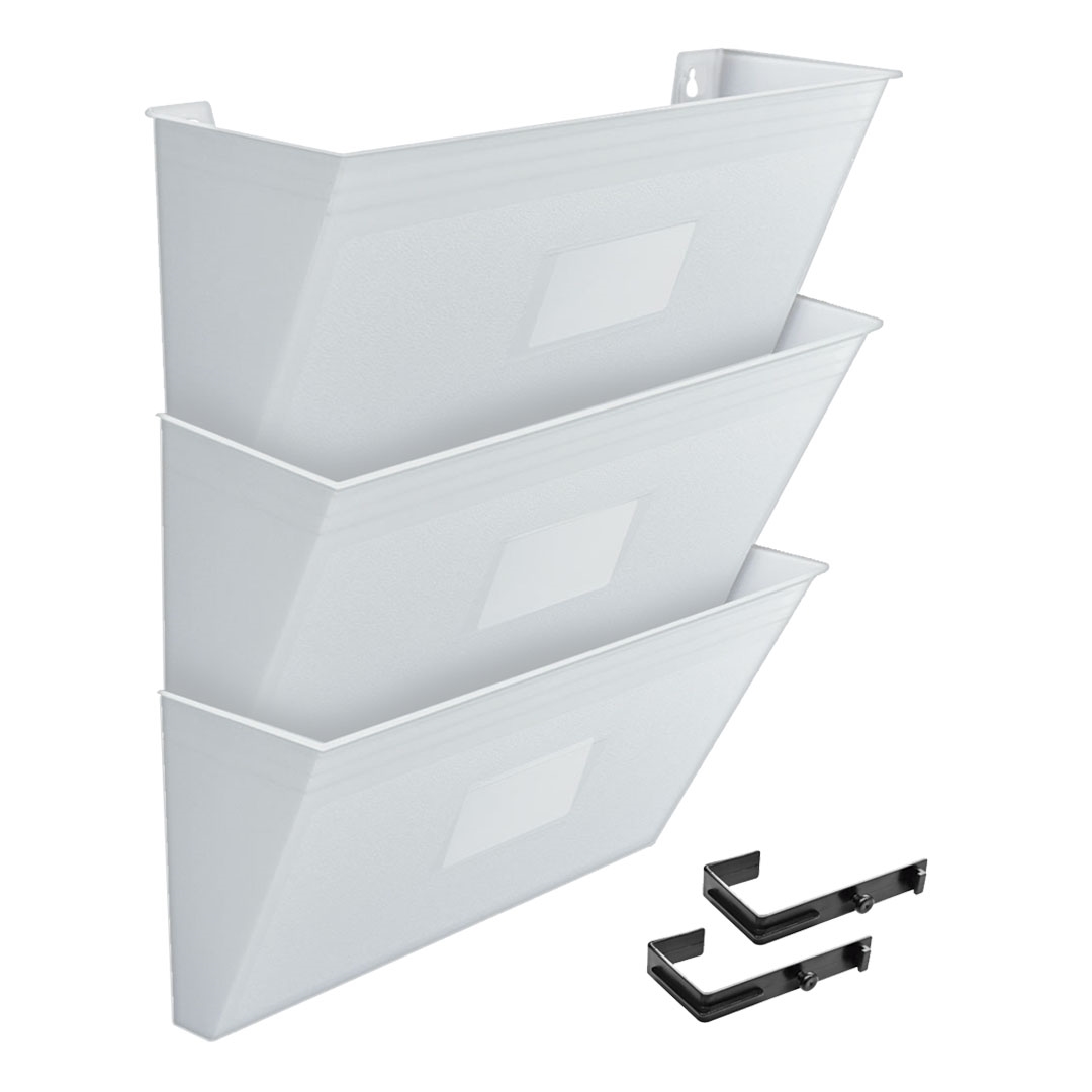 Acrimet Wall - Mounted Modular File Holder (White Color) 3 Pack