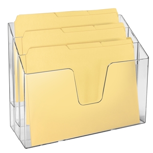 Acrimet Horizontal Triple File Folder Organizer Folders Included (Crystal Color) Code 869.1