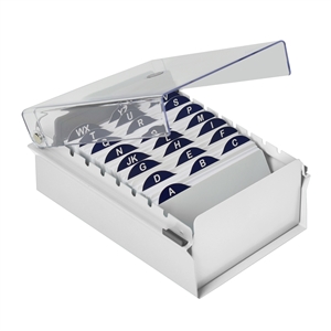 Acrimet 3 X 5 Card File Holder Organizer Metal Base Heavy Duty (White Color with Crystal Plastic Lid Cover) Code 921.8