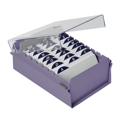 Acrimet 3 X 5 Card File Holder Organizer Metal Base Heavy Duty (Purple Color with Crystal Plastic Lid Cover) Code 921.9