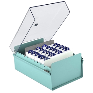 Acrimet 4 X 6 Card File Holder Organizer Metal Base Heavy Duty (Green Color with Crystal Plastic Lid Cover) Code 922.6