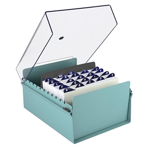 Acrimet 5 X 8 Card File Holder Organizer Metal Base Heavy Duty (Green Color with Crystal Plastic Lid Cover) Code 923.6