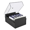 Acrimet 5 X 8 Card File Holder Organizer Metal Base Heavy Duty (Black Color with Crystal Plastic Lid Cover) Code 923.7