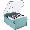 Acrimet 6 x 9 Card File Holder Organizer Metal (AZ Index Cards and Divider Included) (Green Color with Crystal Plastic Lid Cover) 924.6