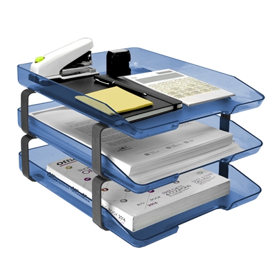 Acrimet Traditional Letter Tray 3 Tier Front Load Design (Clear Blue)