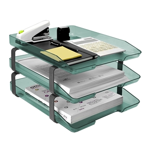 Acrimet Traditional Letter Tray 3 Tier Front Load Design (Clear Green)