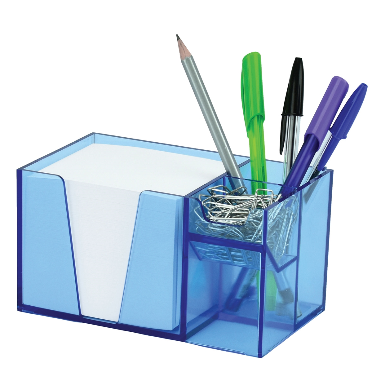 Acrimet Desk Organizer Pencil Paper Clip Holder Clear Blue Color