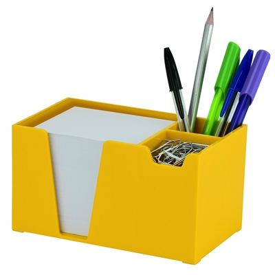 Acrimet Desk Organizer Pencil Paper Clip Holder (Yellow Color) (With Paper)