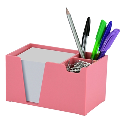 Acrimet Desk Organizer Pencil Paper Clip Holder (Solid Pink Color) (With Paper)
