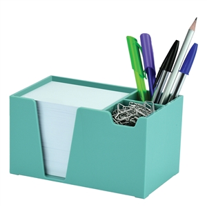 Acrimet Desk Organizer Pencil Paper Clip Holder (Solid Green Color) (With Paper)