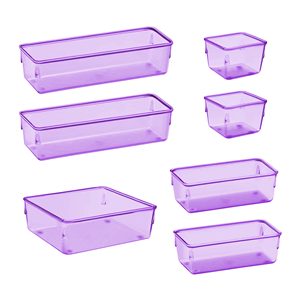 Acrimet Desk Drawer Organizer Clear Purple 7 Pack 4 Sizes 975.2