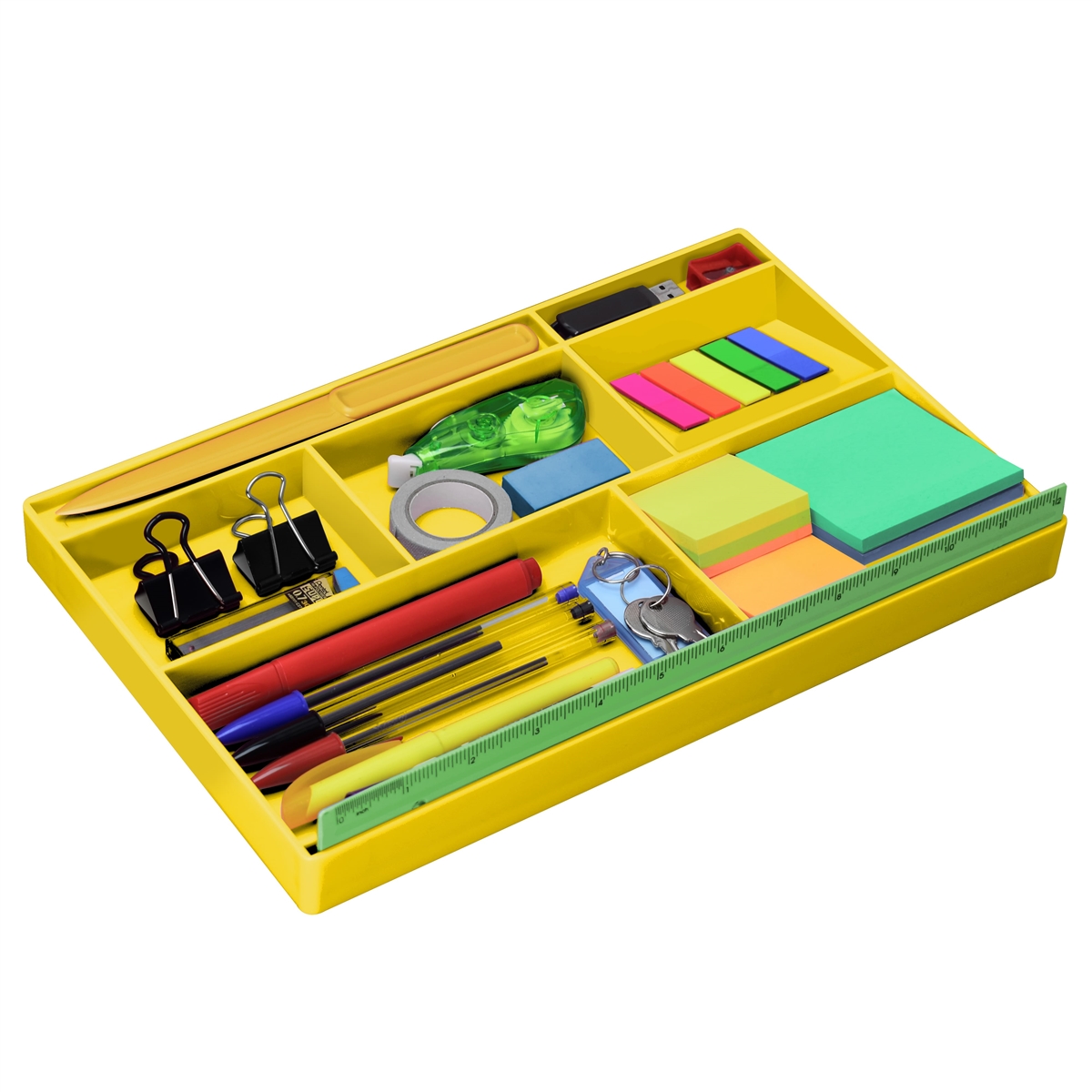 Acrimet Drawer Organizer Bin Multi-Purpose Storage for Desk Supplies and Accessories (Plastic) (Solid Yellow Color)